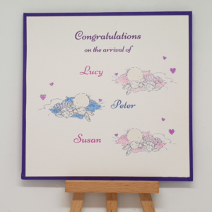 twins, triplets, multiple birth congratulations card - Floating on Air Designs