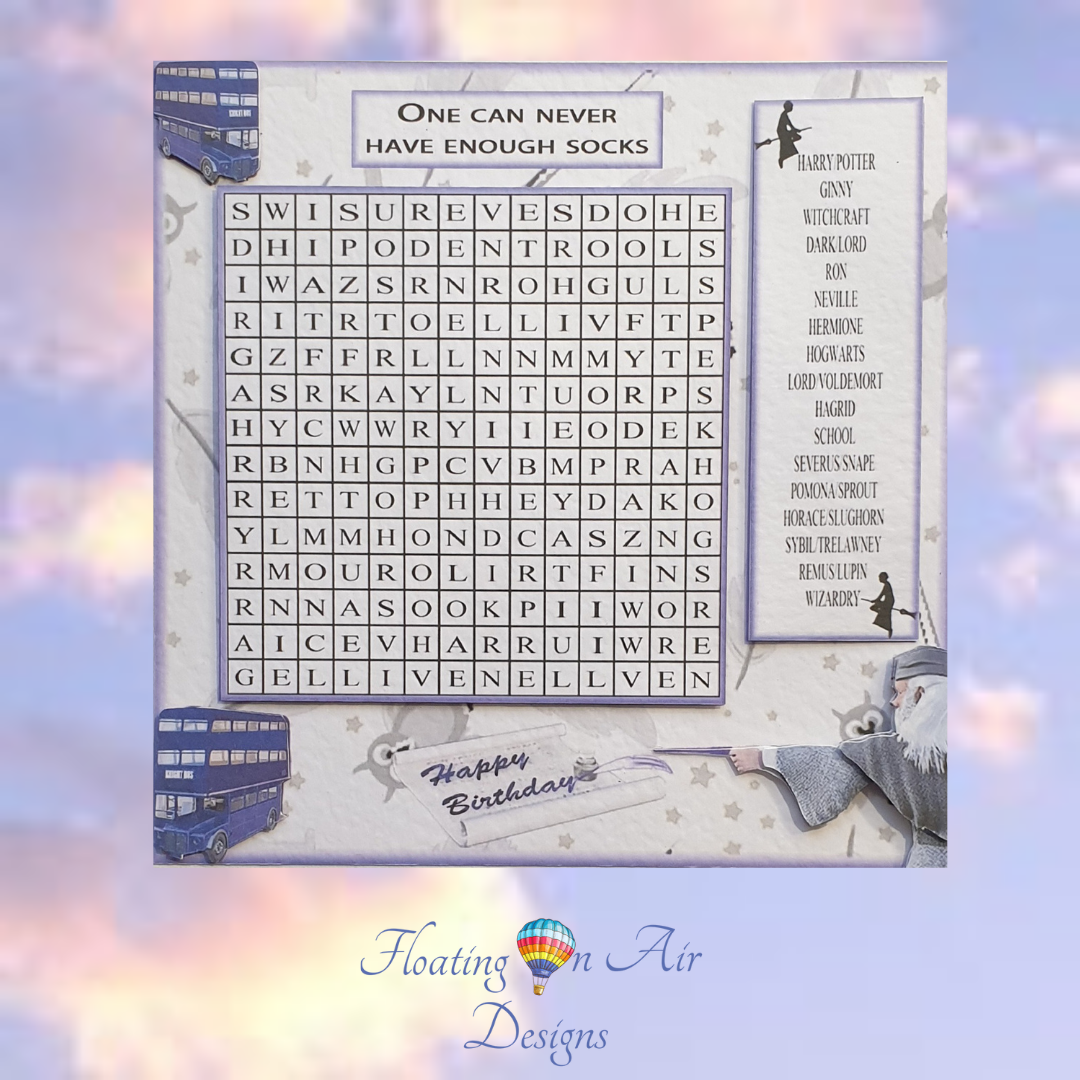 Word Search Card (13 options) - Floating on Air Designs