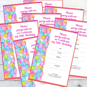 Bright Bubbles Blank Adult Birthday Invitations