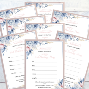 Soft Grey Roses Adult Blank Birthday Invitations