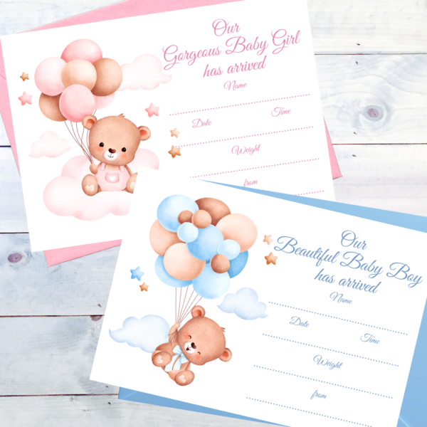 Teddy - Pack of 8 Sweet Birth Announcements