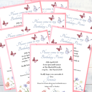 Adult Birthday Wildflower Meadow & Butterflies Personalised Birthday Invitations