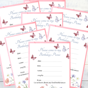 Adult Wildflower Meadow & Butterflies Blank Birthday Invitations